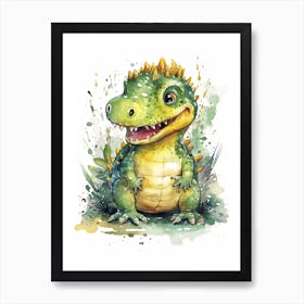 Compsosuchus Cute Dinosaur Watercolour 1 Art Print