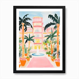 The Beverly Hills Hotel   Beverly Hills, California   Resort Storybook Illustration 1 Art Print
