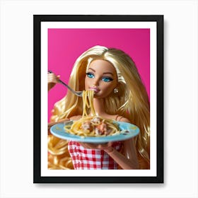 Barbie Eating Spaghetti Art Print