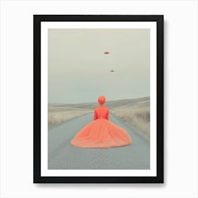 Surreal 0002 Surreal Poster 0000 Surreal Human And Landscape 0000 Bp6586 A Woman In A Dress On A Deserted Road Poster