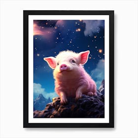 Pink Pig In The Sky Art Print