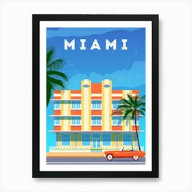 Miami, USA — Retro travel minimalist poster 1 Art Print