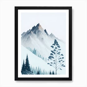 Mountain And Forest In Minimalist Watercolor Vertical Composition 108 Art Print