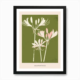 Pink & Green Agapanthus 3 Flower Poster Art Print