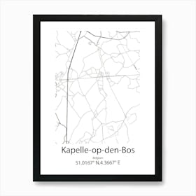 Kapelle Op Den Bos,Belgium Minimalist Map Art Print