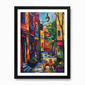 Painting Of New York With A Cat In The Style Of Fauvism 2 Art Print