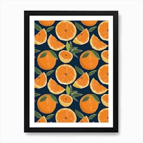 Juicy Oranges Navy Art Print