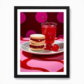 Cherry Vintage Pop Art Cookies & Drink Art Print