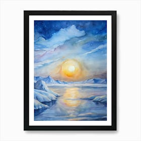 A Glowing Representation Of The Midnight Sun Over Art Print