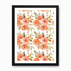 Peach Roses.Colorful roses. Flower day. artistic work. A gift for someone you love. Decorate the place with art. Imprint of a beautiful artist. Art Print