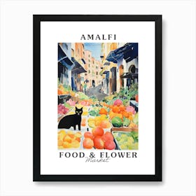 Food Market With Cats In Amalfi 3 Poster Art Print