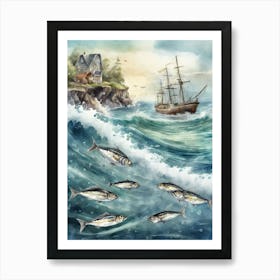 Mermaid In The Sea Art Print