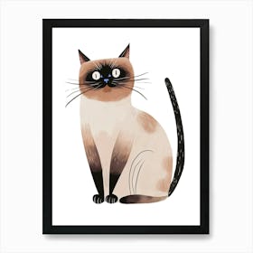 Siamese Cat Clipart Illustration 4 Art Print