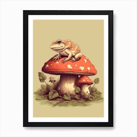 Frog On A Mushroom Art Print