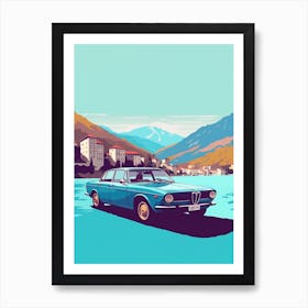 A Alfa Romeo Giulia Car In The Lake Como Italy Illustration 1 Art Print