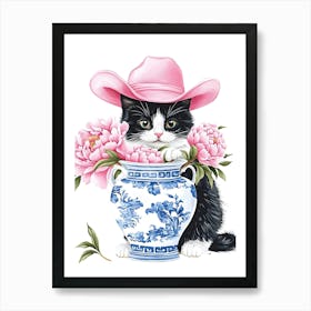 Cat In Pink Hat Art Print