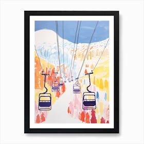 Telluride Ski Resort   Colorado, Usa, Ski Resort Pastel Colours Illustration 0 Art Print
