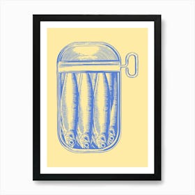 Sardines In A Jar Wall Art Yellow Background Art Print