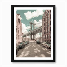 Manhattan Bridge NYC Urban Vintage Style Art Print