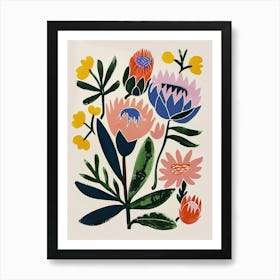 Painted Florals Protea 2 Art Print