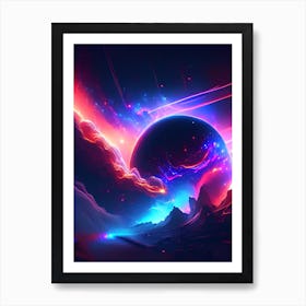 Galaxies Neon Nights Space Art Print