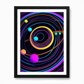 Default Neon Black Light Sgraffito Solar System 3d Illustratio 0 (8) Art Print