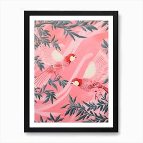 Vintage Japanese Inspired Bird Print Sparrow 2 Art Print