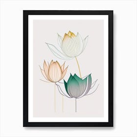 Lotus Flower Petals Minimal Line Drawing 5 Art Print