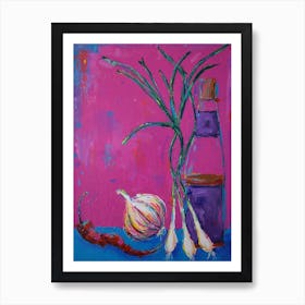 Chilli, Garlic, Spring Onions And Sesame Oil Art Print