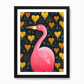 Flamingo Heart Line 2 Art Print