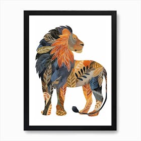 African Lion Symbolic Imagery Clipart 2 Art Print