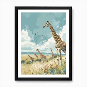 Herd Of Giraffes In The Wild 4 Art Print