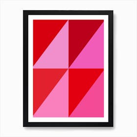 Pink and Red Geometric Triangles Abstract Art Print