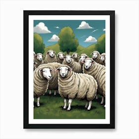 Sheep In A Field Art Print
