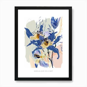 Colourful Flower Illustration Poster Nigella Love In A Mist 4 Art Print