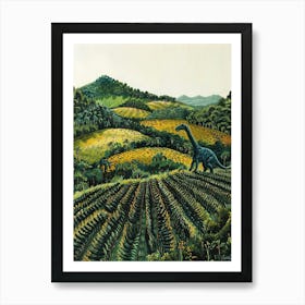 Dinosaur In A Field Of Crops Painting 2 Art Print