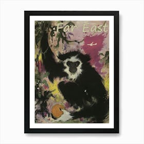 Far East Monkey, Vintage Travel Poster Art Print