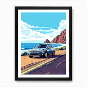 A Subaru Outback In Causeway Coastal Route Illustration 3 Art Print