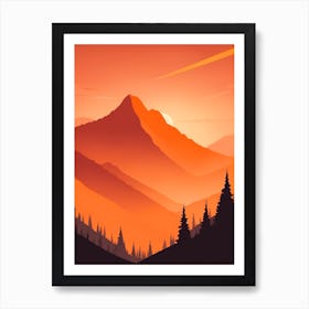 Misty Mountains Vertical Composition In Orange Tone 11 Art Print