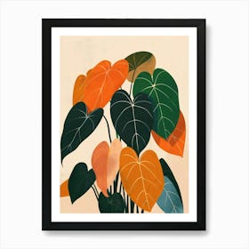 Philodendron Plant Minimalist Illustration 2 Art Print