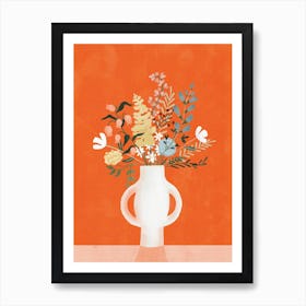 Flowers in Vase Red Art Print