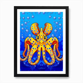 Blue Ringed Octopus Illustration 20 Art Print