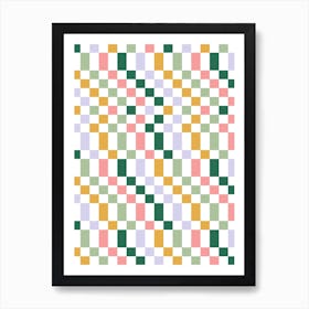 Checkered Nostalgic Squares Art Print