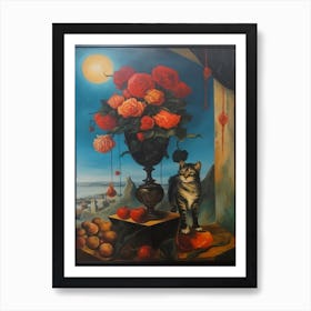 Carnation With A Cat 3 Dali Surrealism Style Art Print