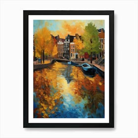 Wall painting print, Amsterdam, Netherlands, landscape art, Van Gogh style, fine art..238 Art Print