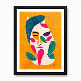 Abstract Floral Botanical Face 3 Art Print