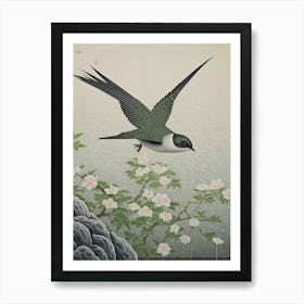 Ohara Koson Inspired Bird Painting Chimney Swift Art Print