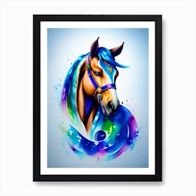 Colorfull Horse watercolor brush Art Print