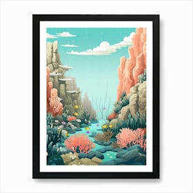 Great Barrier Reef, Australia, Graphic Illustration 1 Art Print