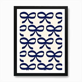 Blue And White Bows 1 Art Print